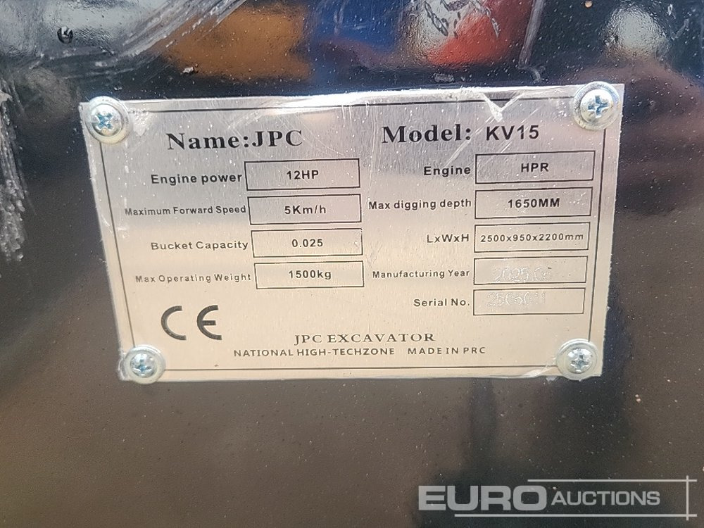 Unused 2025 JPC KV15 - Мини-экскаватор: фото 2 Unused 2025 JPC KV15 - Мини-экскаватор: фото 2