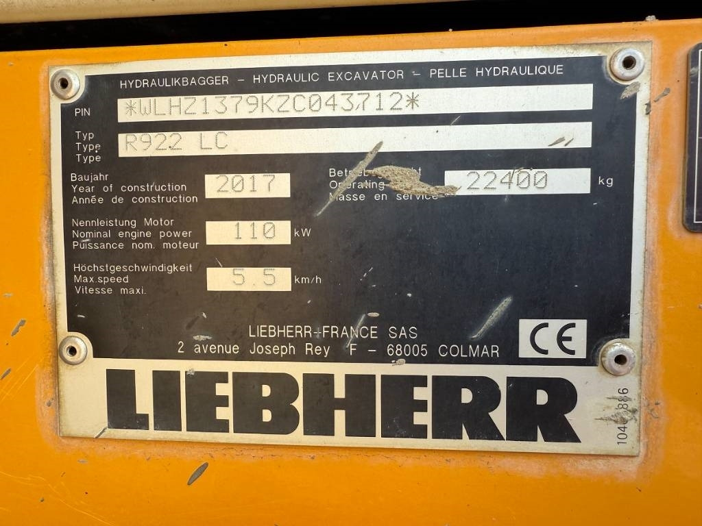 Liebherr R 922 LC  - Гусеничный экскаватор: фото 2 Liebherr R 922 LC  - Гусеничный экскаватор: фото 2